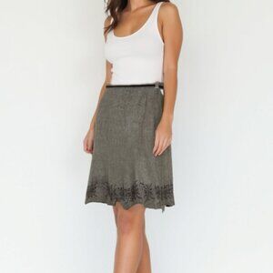 Eddie Bauer wool blend Elegant Gray Skirt with Black Detailing 12